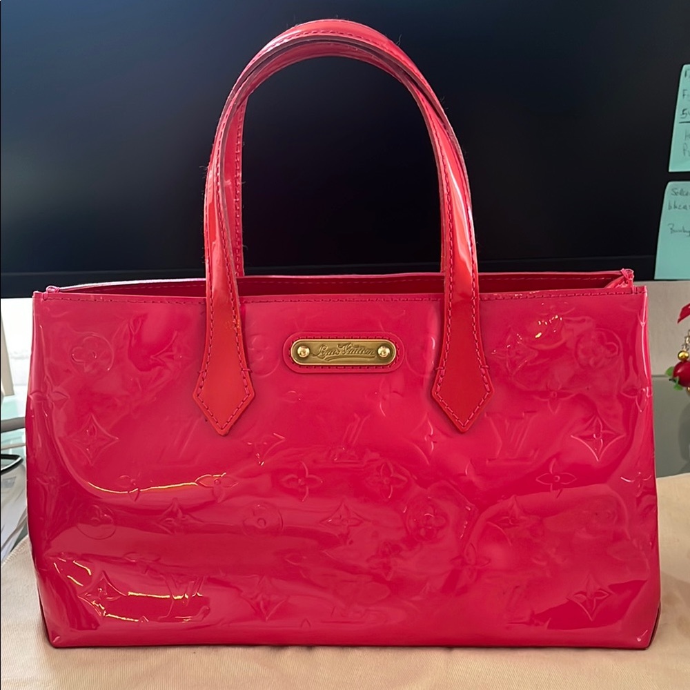 Louis Vuitton Vintage Pink/Red Patent Monogram Leather Tote